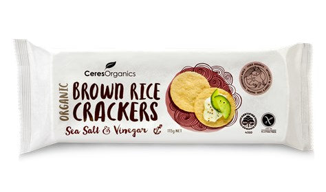 Ceres Organics Brown Rice Crackers Salt & Vinegar 115g