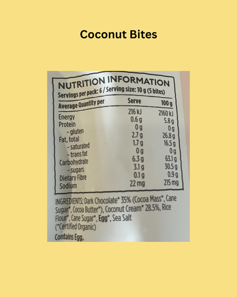 Organic Coconut Bites Chocolate Filled 60g