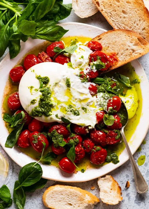 Italiano on a plate - Sweet Truss Tomatoes Buratta and Focaccia