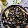 White Wine Mussels on Fresh Linguine with Crusty Focaccia - Serves 4