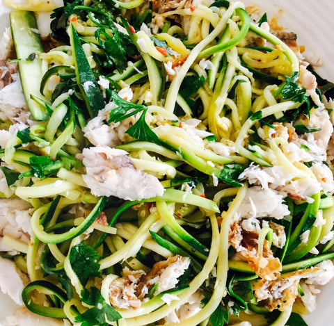 Barramundi with Garlic Butter & Zucchini Noodle Pasta