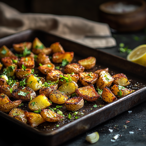 Garlic & Shallot Roasted Potatoes with Fresh Parsley