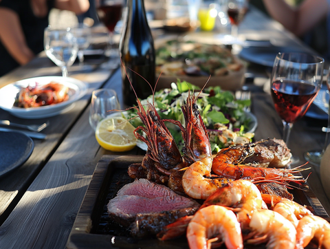 Aussie BBQ lamb and prawns