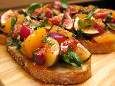 Fig, Nectarine, and Basil Bruschetta