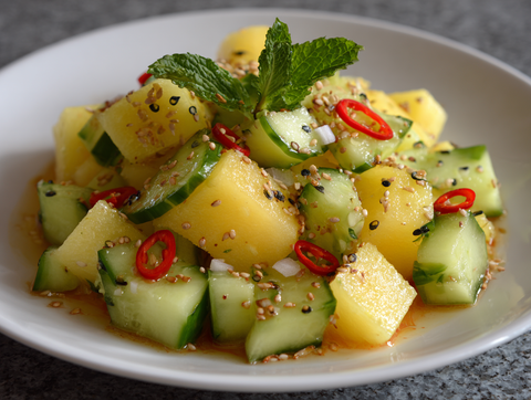 Yellow Melon, Cucumber & Mint Salad