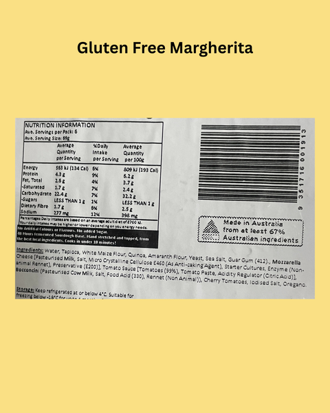 Pizza Gluten Free Base Margherita