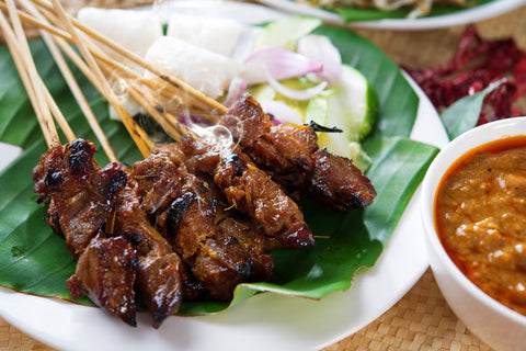 Beef Satay Sticks with Marinade and Traditional Peanut Sauce