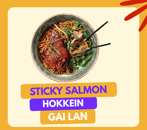 Sticky Asian Salmon with Hokkein Noodles