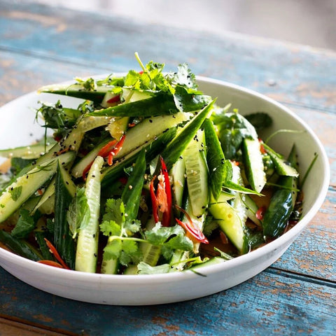Cucumber Sesame Salad with Ginger and Rice Wine Vinegar
