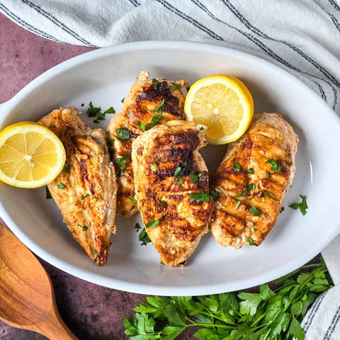 Cypriot Chicken with Watermelon Cucumber and Halloumi