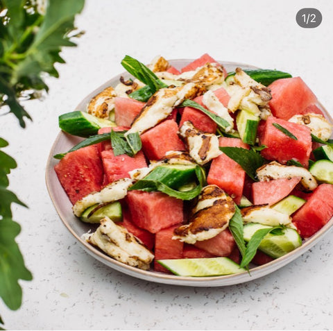 Watermelon, Cucumber, Mint & Halloumi Salad