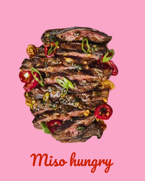Angus Flank Steak with miso ginger butter
