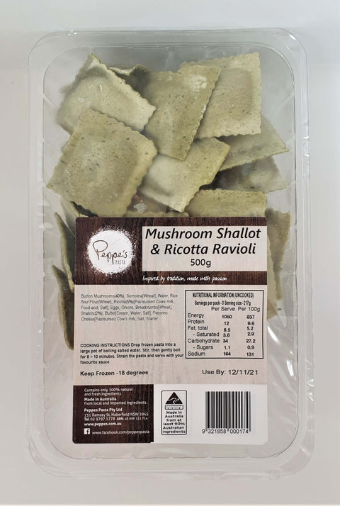Roasted Mushroom Shallot & Ricotta Ravioli 500g