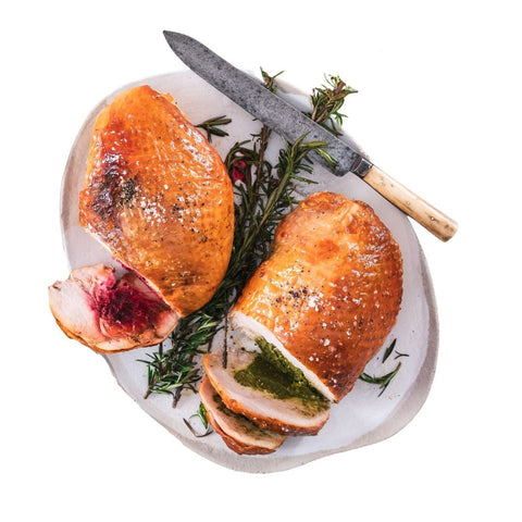 Turkey Roll  Lemon Myrtle Warrigal Greens Macadamia Cream And Dried Cranberries