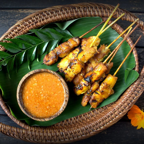 Chicken Satay Sticks with Marinade and Traditional Peanut Sauce